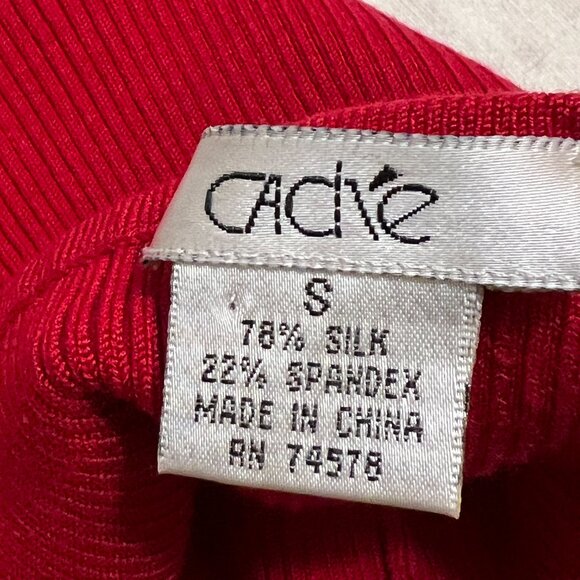 Cache Silk Blend Halter Top Women’s Small – Red Ruffle Chiffon Trim Ribbed Knit - Picture 4 of 7